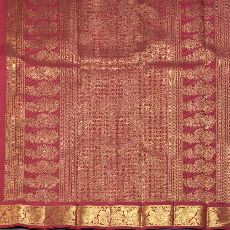 Hayagrivas Handloom Mambazham Orange Kanjivaram Silk Saree with Maroon Border BF120-SBS