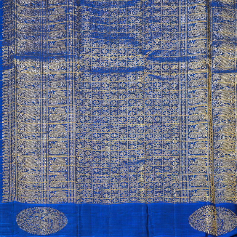 Hayagrivas Handloom Rama Green Kanjivaram Silk Saree with MS Blue Border BF125-SBS