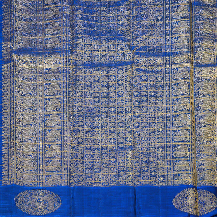 Hayagrivas Handloom Rama Green Kanjivaram Silk Saree with MS Blue Border BF125-SBS