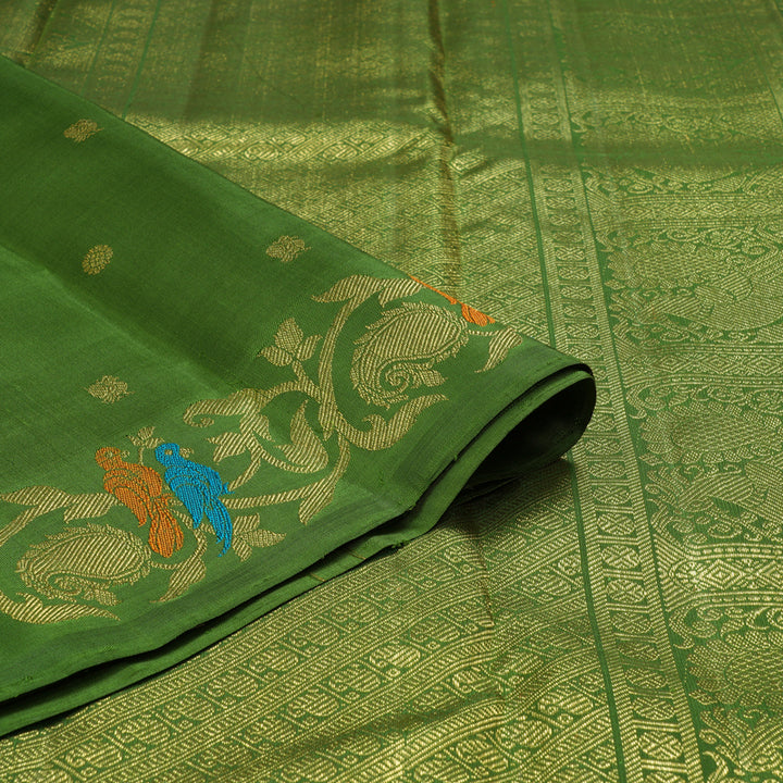 Hayagrivas Handloom Olive Green Kanjivaram Silk Saree BF126-SBS