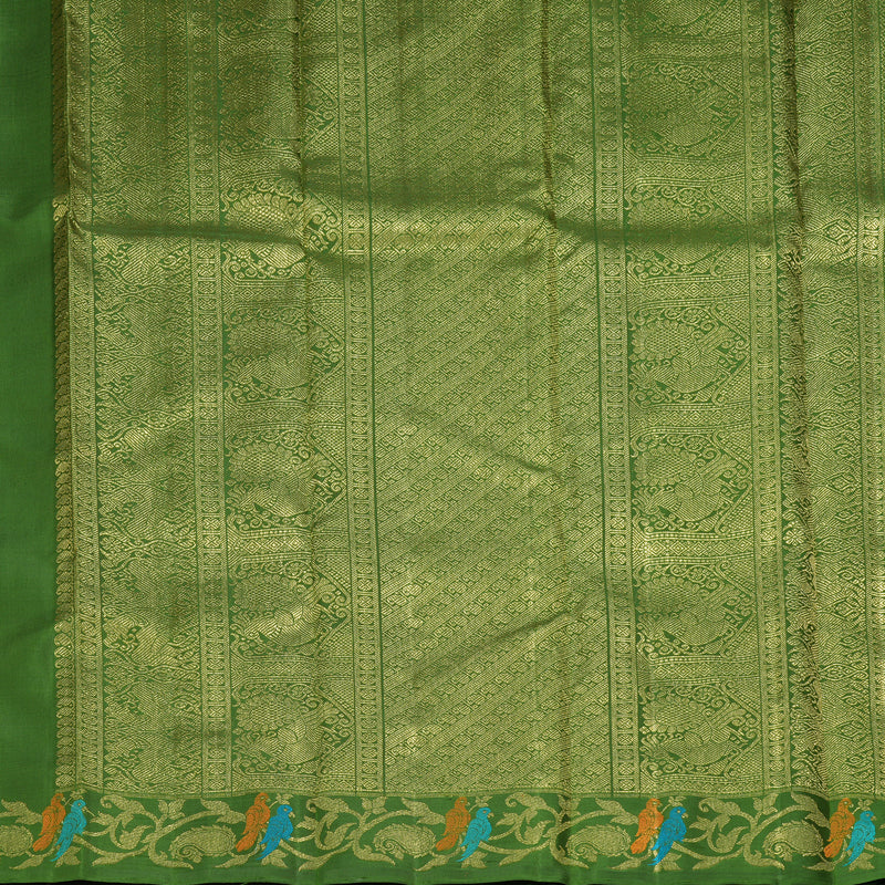 Hayagrivas Handloom Olive Green Kanjivaram Silk Saree BF126-SBS