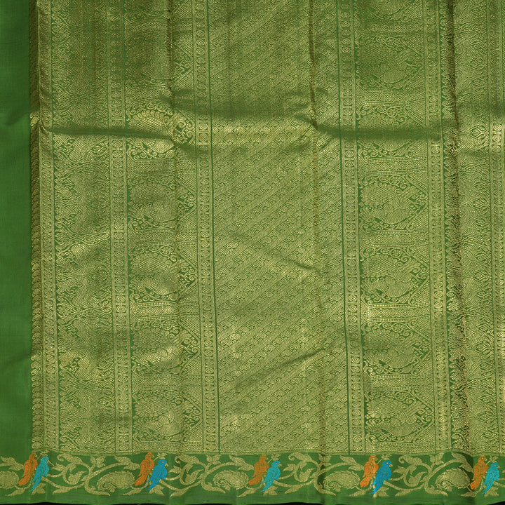 Hayagrivas Handloom Olive Green Kanjivaram Silk Saree BF126-SBS