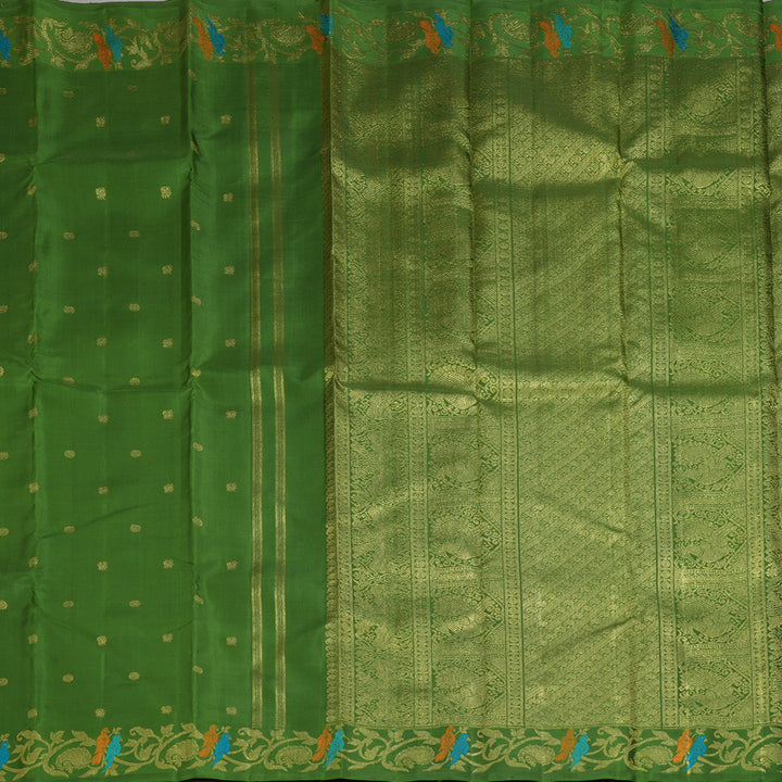 Hayagrivas Handloom Olive Green Kanjivaram Silk Saree BF126-SBS