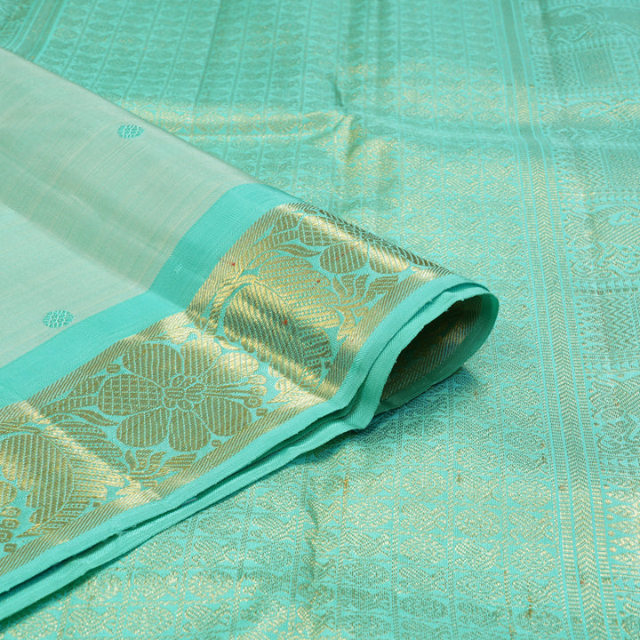 Hayagrivas Handloom Powder Blue Kanjivaram Silk Saree with Bright Teal Border BF127-SBS