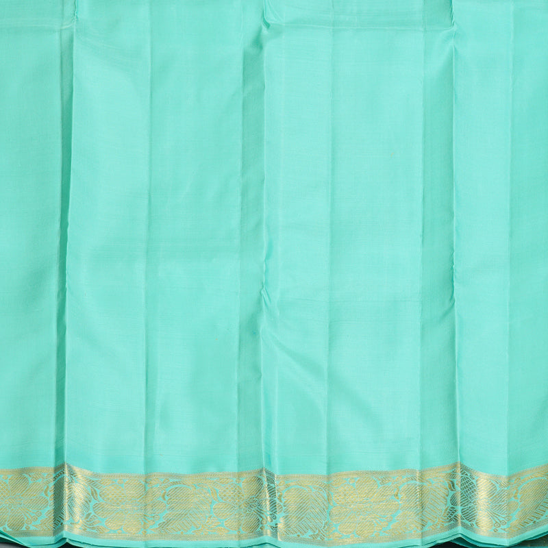 Hayagrivas Handloom Powder Blue Kanjivaram Silk Saree with Bright Teal Border BF127-SBS