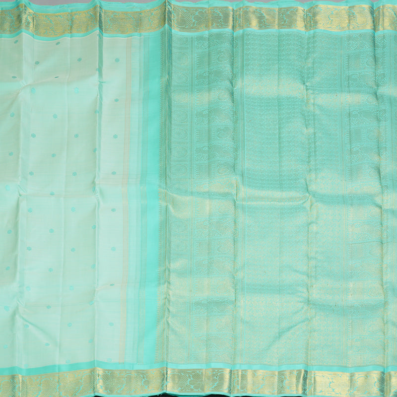 Hayagrivas Handloom Powder Blue Kanjivaram Silk Saree with Bright Teal Border BF127-SBS