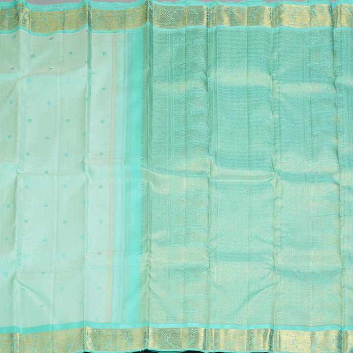 Hayagrivas Handloom Powder Blue Kanjivaram Silk Saree with Bright Teal Border BF127-SBS