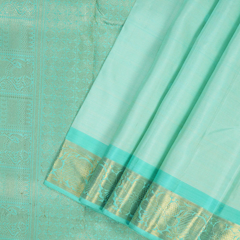 Hayagrivas Handloom Powder Blue Kanjivaram Silk Saree with Bright Teal Border BF127-SBS