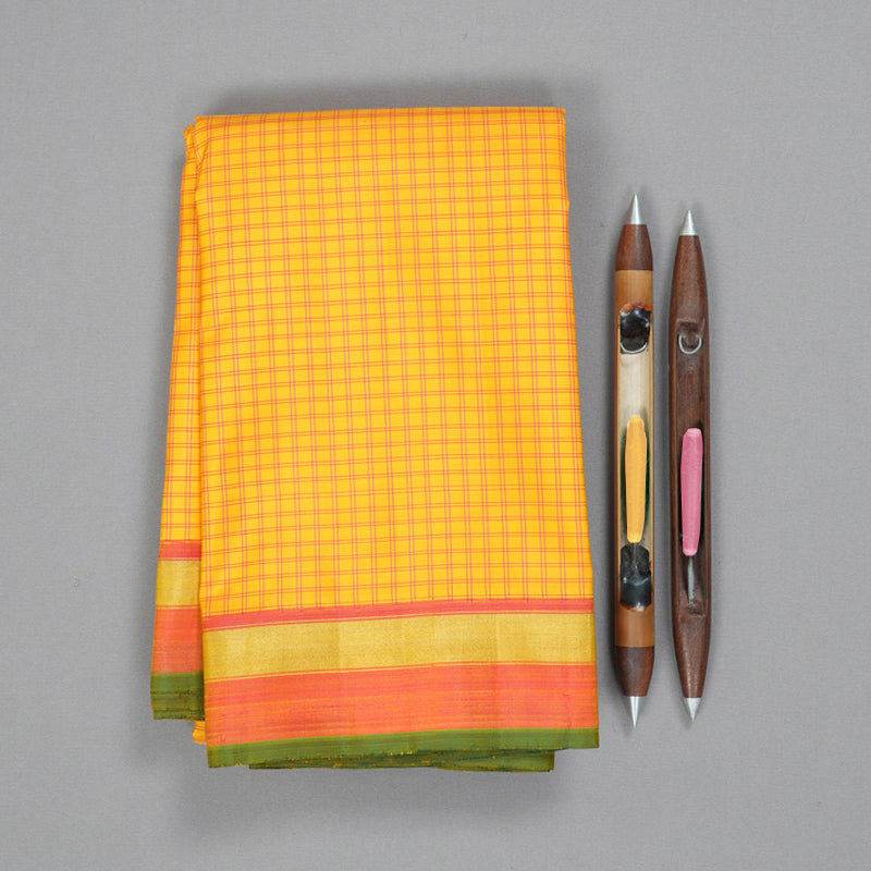 Hayagrivas Handloom Yellow Kanjivaram Silk Saree with Onion Pink Border BF128-SBS