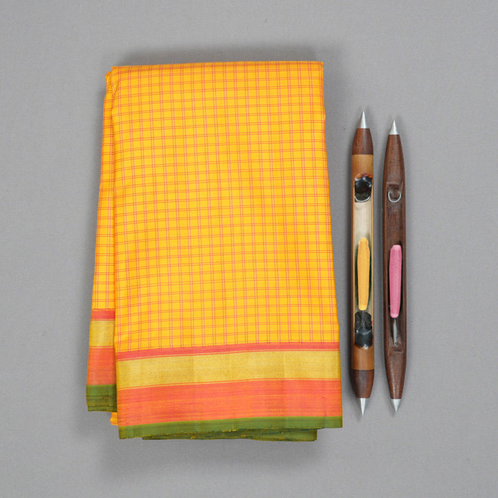 Hayagrivas Handloom Yellow Kanjivaram Silk Saree with Onion Pink Border BF128-SBS