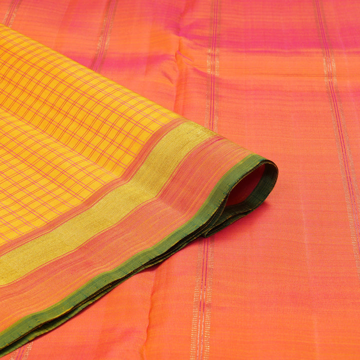 Hayagrivas Handloom Yellow Kanjivaram Silk Saree with Onion Pink Border BF128-SBS
