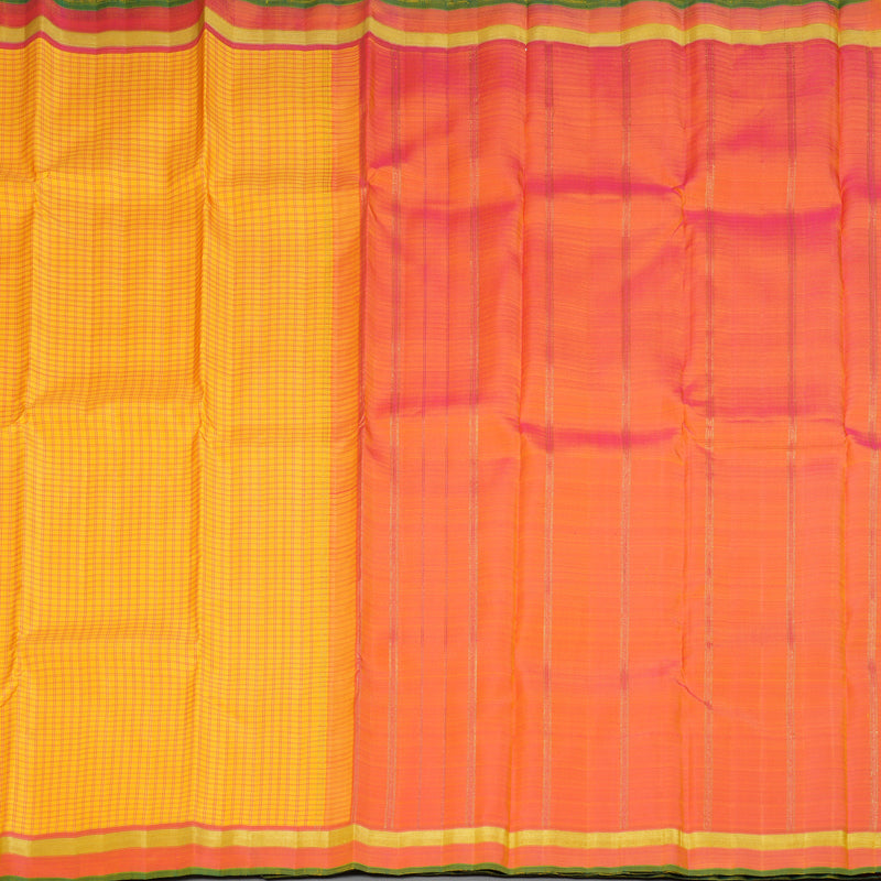 Hayagrivas Handloom Yellow Kanjivaram Silk Saree with Onion Pink Border BF128-SBS