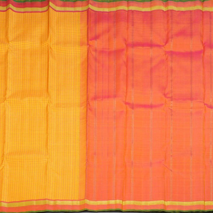 Hayagrivas Handloom Yellow Kanjivaram Silk Saree with Onion Pink Border BF128-SBS