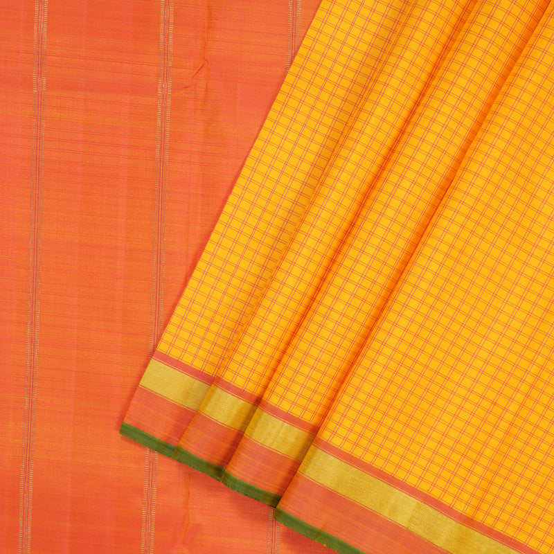 Hayagrivas Handloom Yellow Kanjivaram Silk Saree with Onion Pink Border BF128-SBS