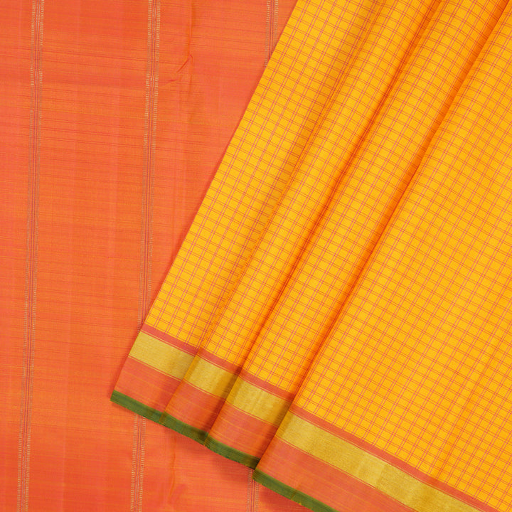 Hayagrivas Handloom Yellow Kanjivaram Silk Saree with Onion Pink Border BF128-SBS
