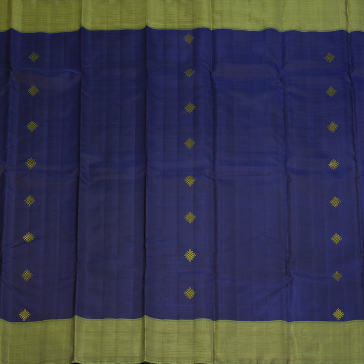 Hayagrivas Handloom Midnight Blue Kanjivaram Silk Saree with Mehandi Green Border BF129-SBS