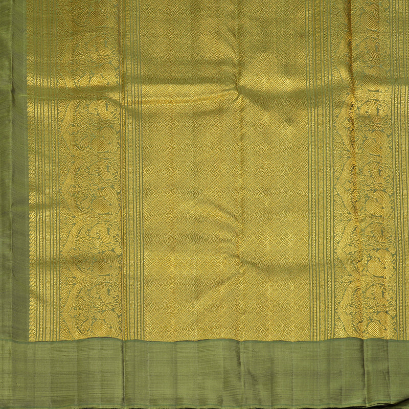 Hayagrivas Handloom Midnight Blue Kanjivaram Silk Saree with Mehandi Green Border BF129-SBS
