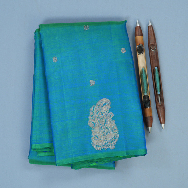 Hayagrivas Handloom Blue-Green Kanjivaram Silk Saree BF13-SBS