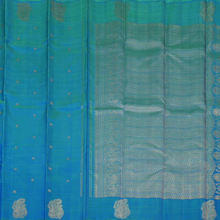 Hayagrivas Handloom Blue-Green Kanjivaram Silk Saree BF13-SBS
