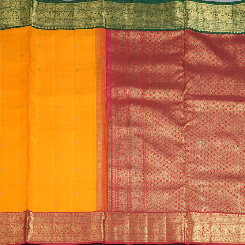 Hayagrivas Handloom Mambazham Orange Ten Yards Silk Saree with Ganga Jamuna Border BF131-SBS