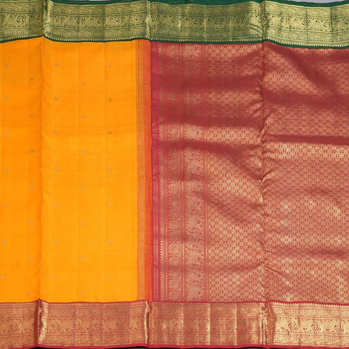 Hayagrivas Handloom Mambazham Orange Ten Yards Silk Saree with Ganga Jamuna Border BF131-SBS