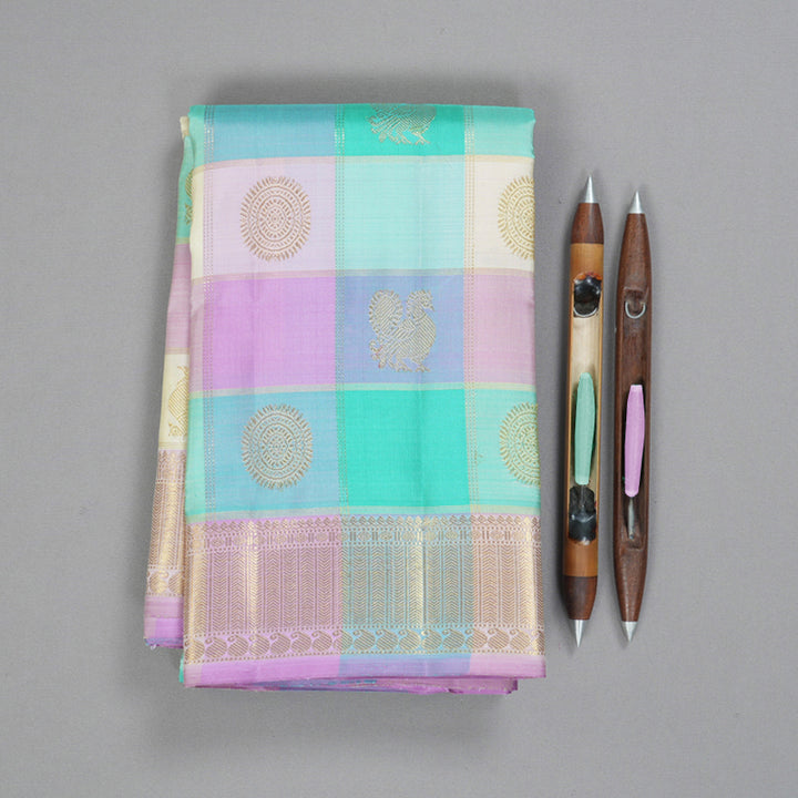 Hayagrivas Handloom Multicolour Checks Kanjivaram Silk Saree BF132-SBS
