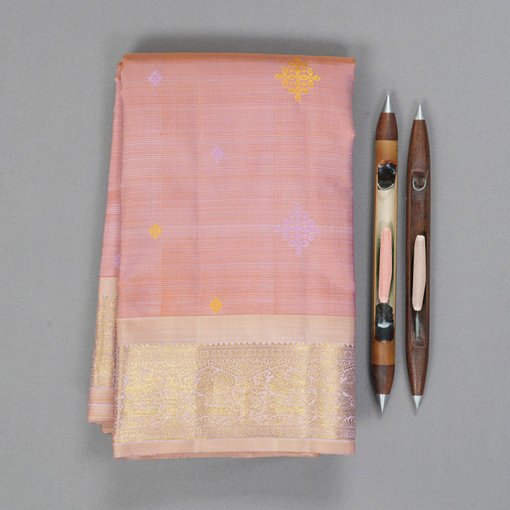 Hayagrivas Handloom Onion Pink Kanjivaram Silk Saree with Cream Border BF133-SBS