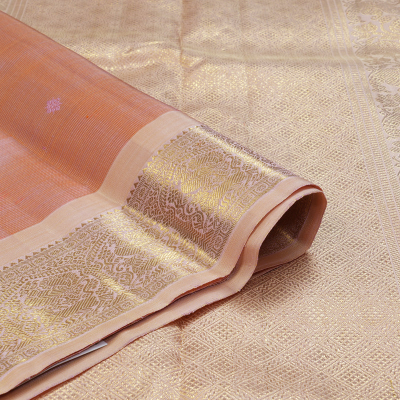 Hayagrivas Handloom Onion Pink Kanjivaram Silk Saree with Cream Border BF133-SBS