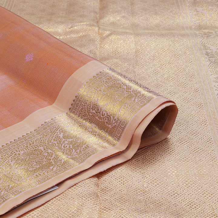 Hayagrivas Handloom Onion Pink Kanjivaram Silk Saree with Cream Border BF133-SBS