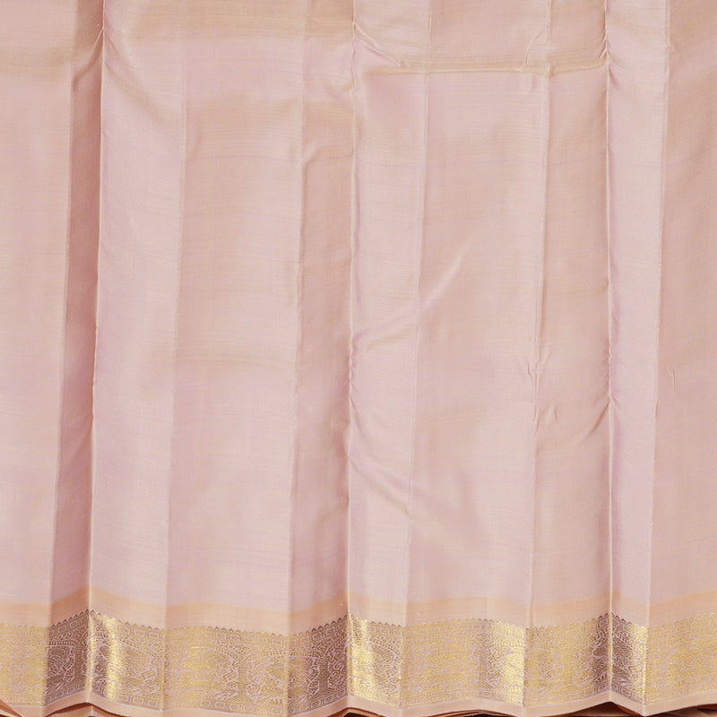 Hayagrivas Handloom Onion Pink Kanjivaram Silk Saree with Cream Border BF133-SBS