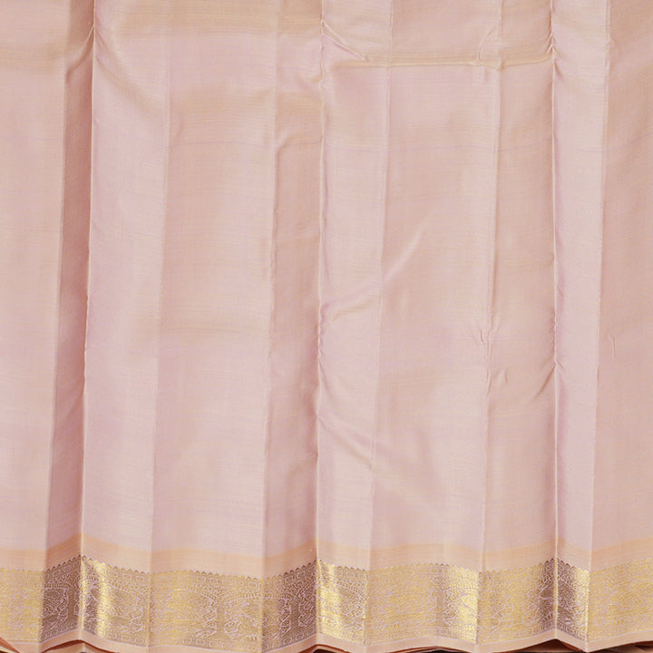 Hayagrivas Handloom Onion Pink Kanjivaram Silk Saree with Cream Border BF133-SBS