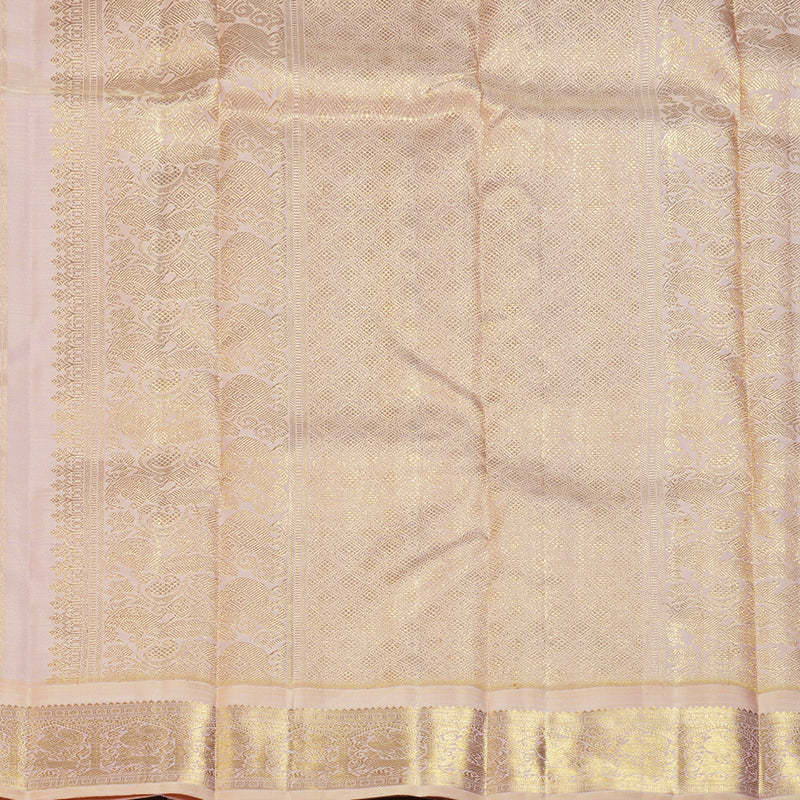 Hayagrivas Handloom Onion Pink Kanjivaram Silk Saree with Cream Border BF133-SBS