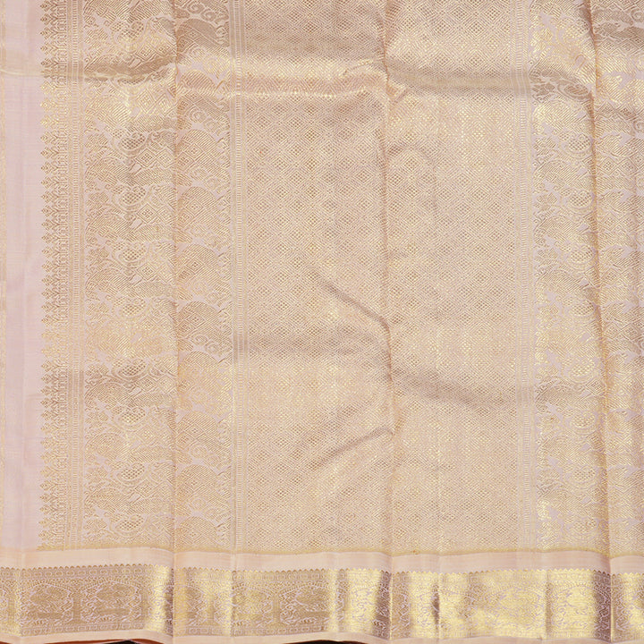 Hayagrivas Handloom Onion Pink Kanjivaram Silk Saree with Cream Border BF133-SBS