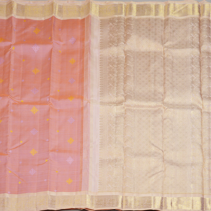 Hayagrivas Handloom Onion Pink Kanjivaram Silk Saree with Cream Border BF133-SBS
