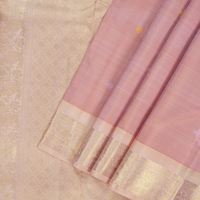 Hayagrivas Handloom Onion Pink Kanjivaram Silk Saree with Cream Border BF133-SBS