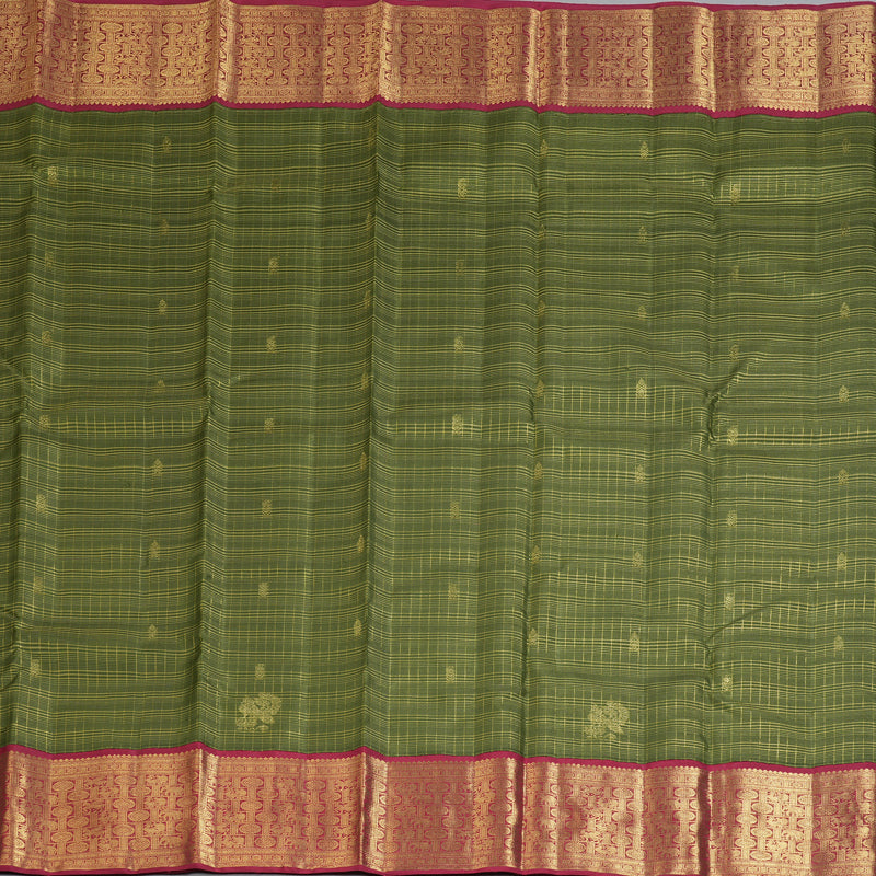 Hayagrivas Handloom Mehandi Green Kanjivaram Silk Saree with Araku Border BF134-SBS