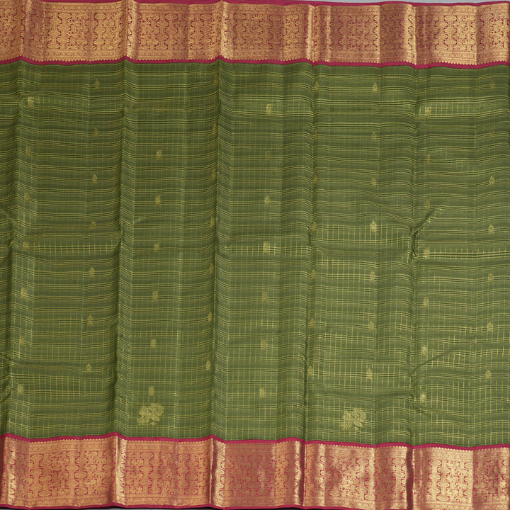 Hayagrivas Handloom Mehandi Green Kanjivaram Silk Saree with Araku Border BF134-SBS