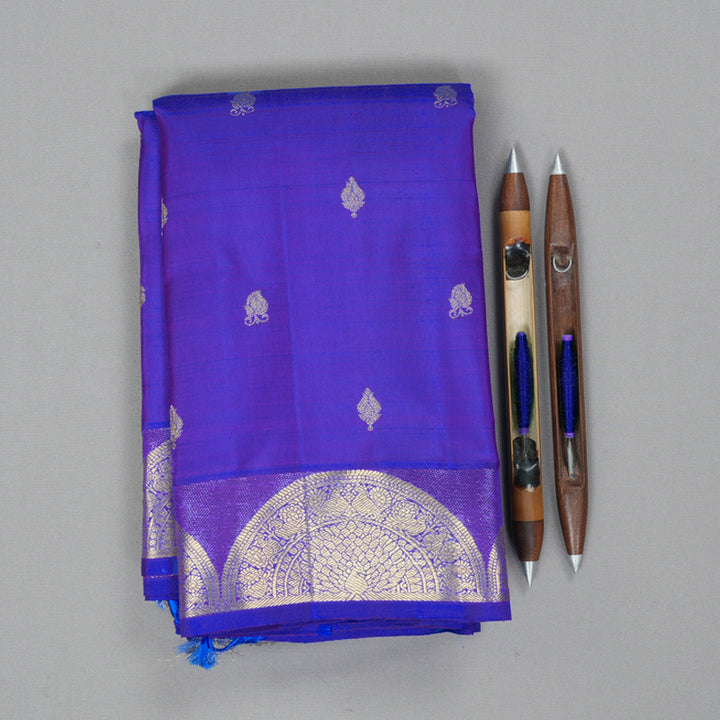Hayagrivas Handloom Purplish-Blue Kanjivaram Silk Saree BF137-SBS