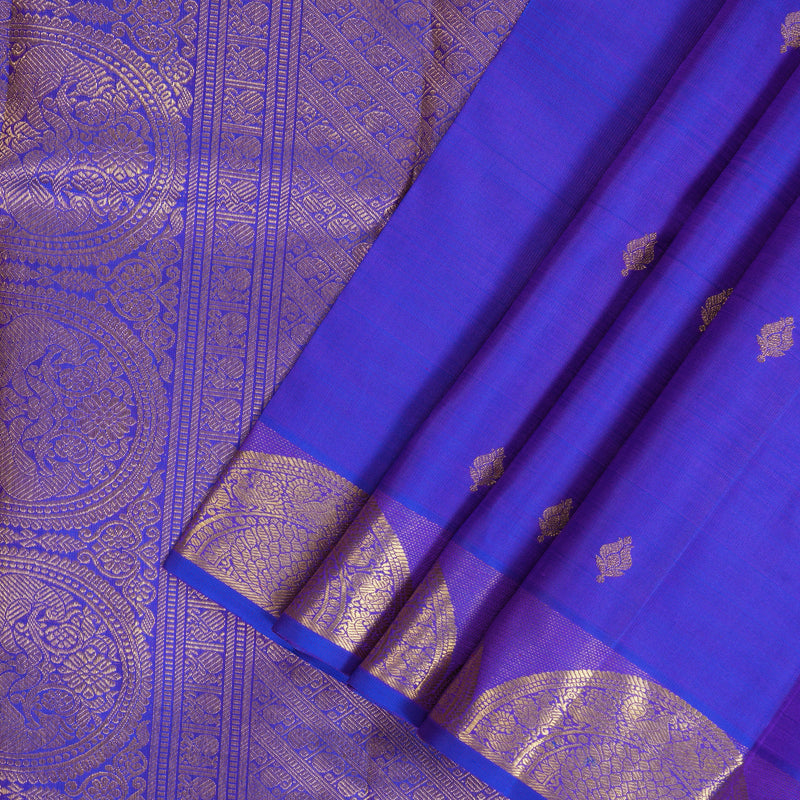 Hayagrivas Handloom Purplish-Blue Kanjivaram Silk Saree BF137-SBS