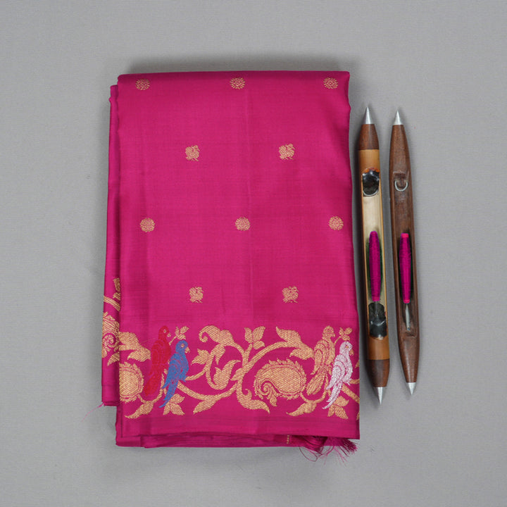 Hayagrivas Handloom Rani Pink Kanjivaram Silk Saree BF138-SBS