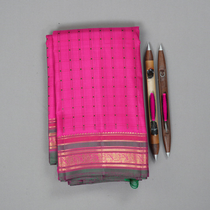 Hayagrivas Handloom Rani Pink Kanjivaram Silk Saree BF142-SBS