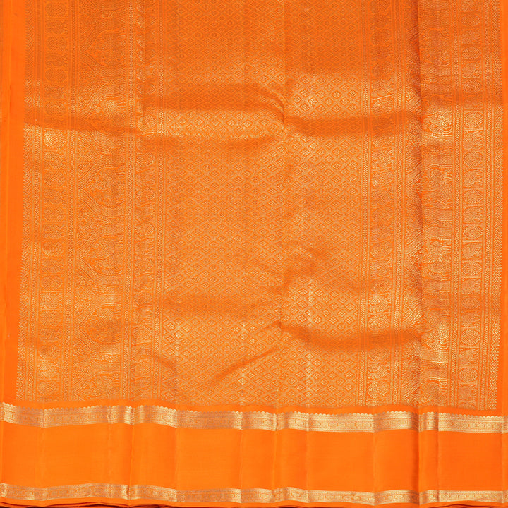 Hayagrivas Handloom Half-White Kanjivaram Silk Saree with Orange Border BF143-SBS
