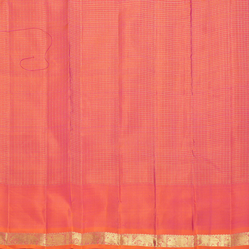 Hayagrivas Orangish-Pink Handloom Ten Yards Silk Saree BF144-SBS