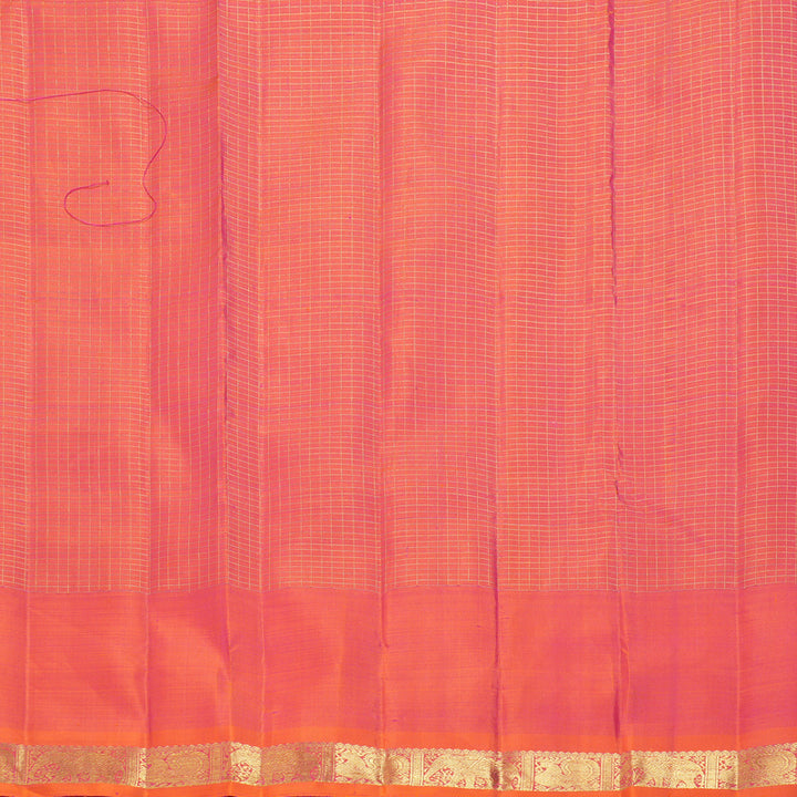 Hayagrivas Orangish-Pink Handloom Ten Yards Silk Saree BF144-SBS