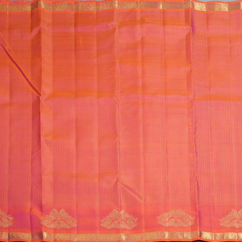 Hayagrivas Orangish-Pink Handloom Ten Yards Silk Saree BF144-SBS
