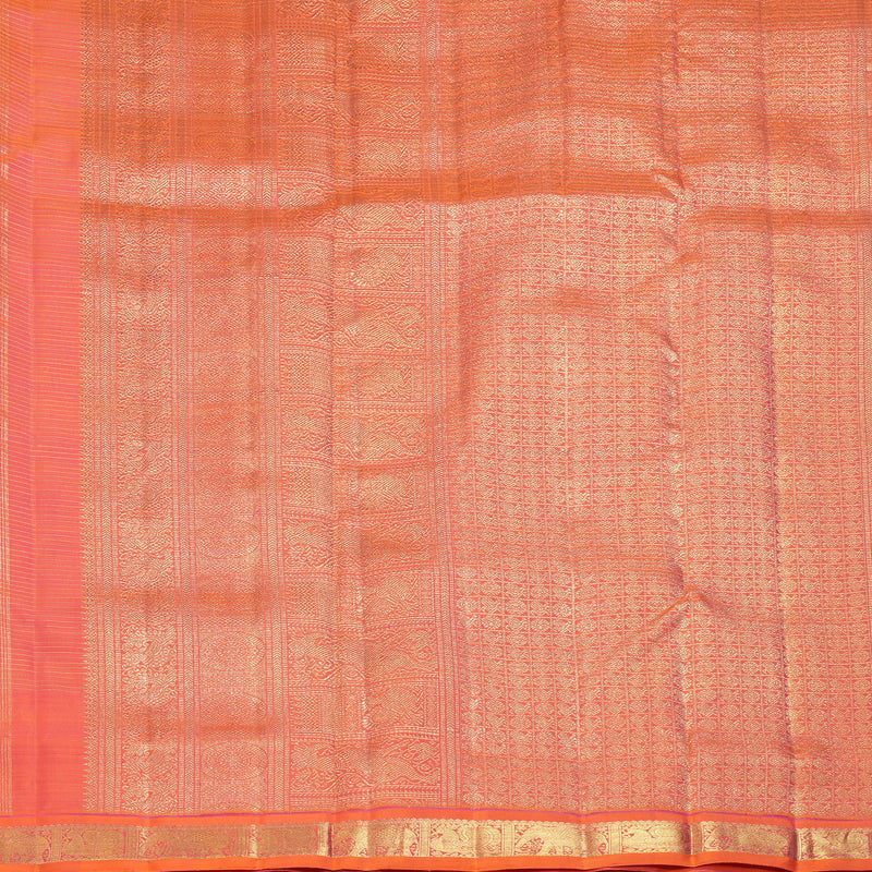 Hayagrivas Orangish-Pink Handloom Ten Yards Silk Saree BF144-SBS