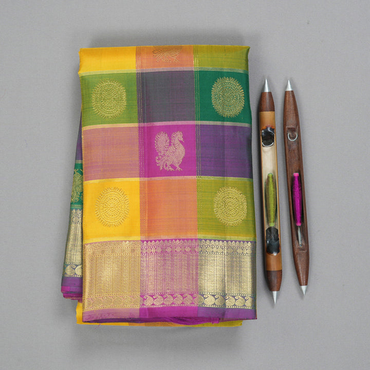 Hayagrivas Handloom Multicolour Checks Kanjivaram Silk Saree BF147-SBS