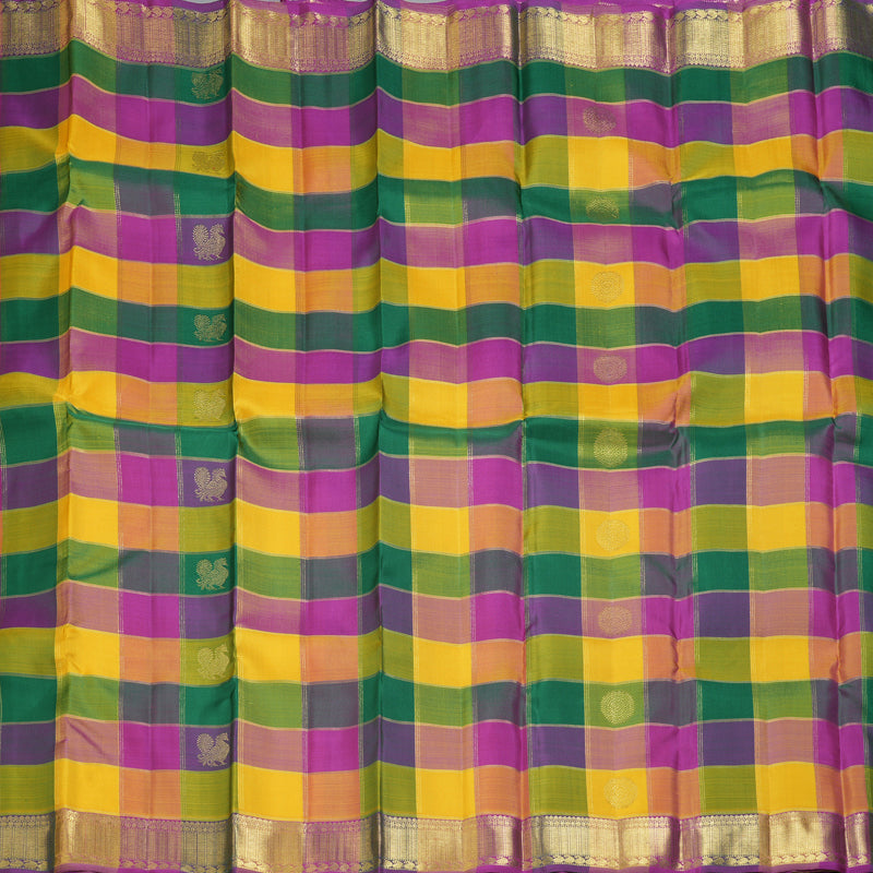 Hayagrivas Handloom Multicolour Checks Kanjivaram Silk Saree BF147-SBS