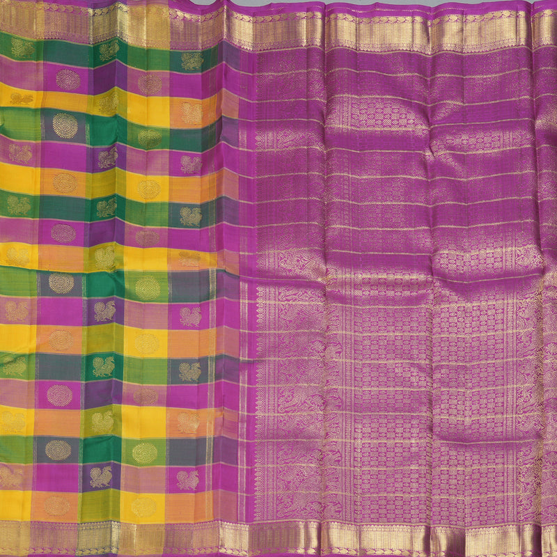 Hayagrivas Handloom Multicolour Checks Kanjivaram Silk Saree BF147-SBS