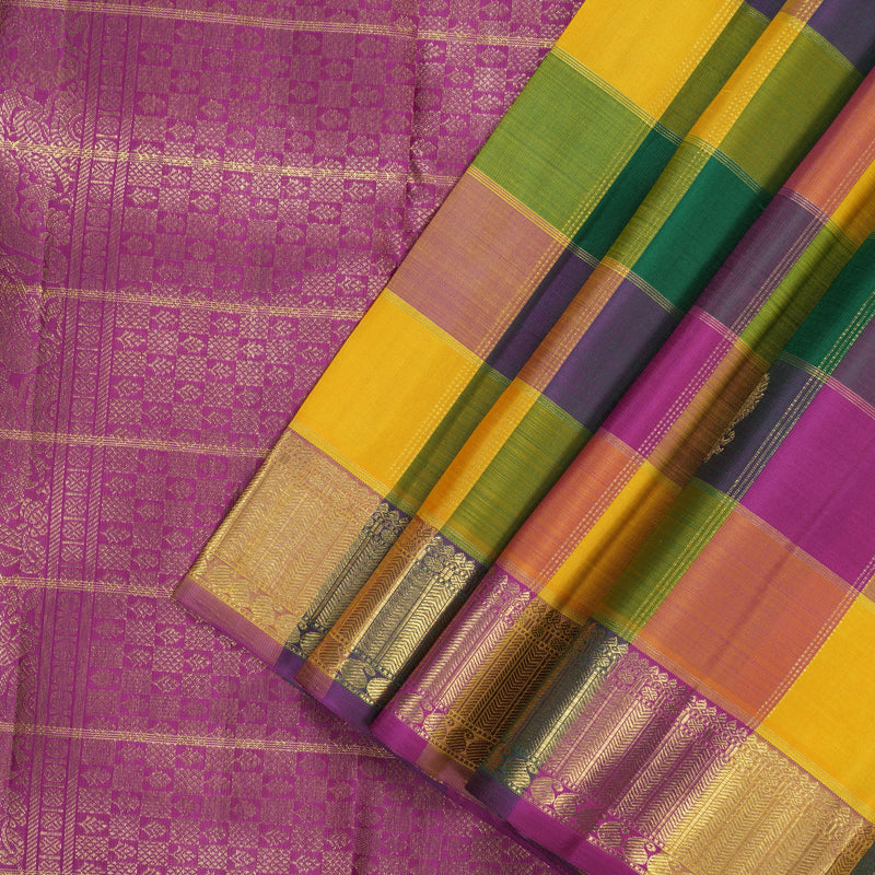 Hayagrivas Handloom Multicolour Checks Kanjivaram Silk Saree BF147-SBS